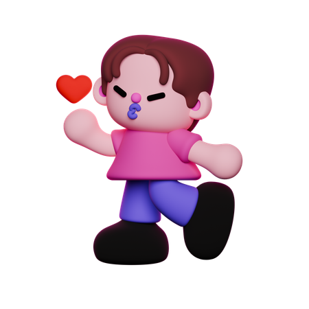 Garoto está dando beijo voador  3D Icon