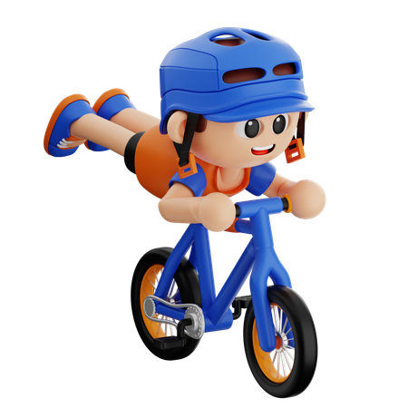 Garoto Fazendo Pose de Superman Com Bicicleta  3D Icon