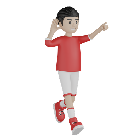 Garoto feliz correndo e apontando algo  3D Icon