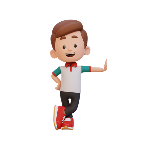 Garoto fofo deitado na parede transparente  3D Icon