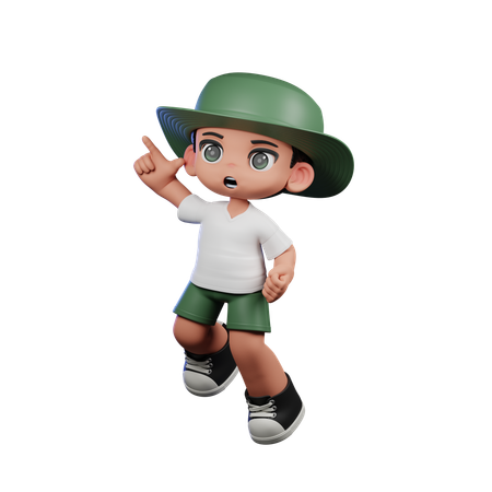 Garoto fofo fazendo pose de salto feliz  3D Illustration