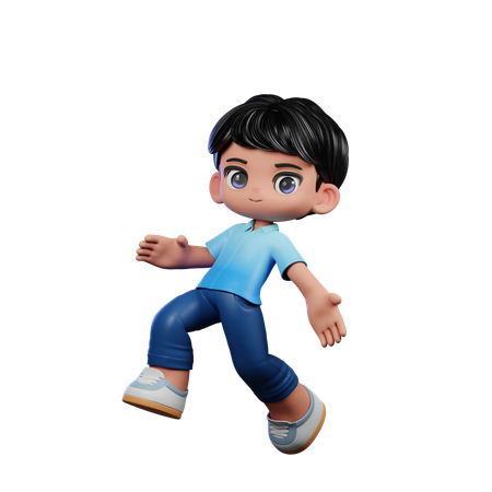 Garoto fofo fazendo pose de salto  3D Illustration