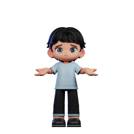 Garoto fofo fazendo pose sem ideia  3D Illustration