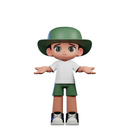 Garoto fofo fazendo pose sem ideia  3D Illustration