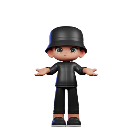 Garoto fofo fazendo pose sem ideia  3D Illustration