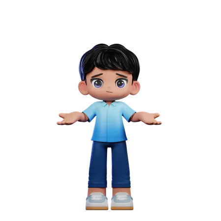 Garoto fofo fazendo pose sem ideia  3D Illustration