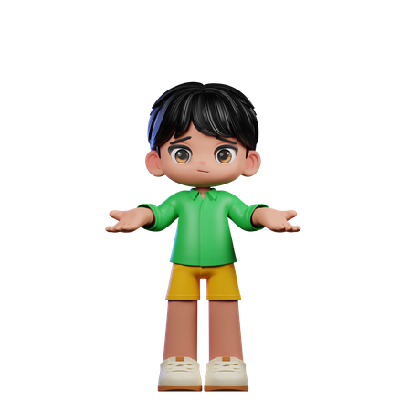 Garoto fofo fazendo pose sem ideia  3D Illustration