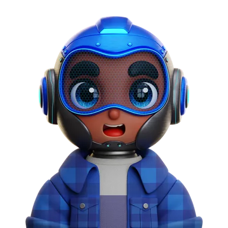 Menino humanóide usa camisa azul  3D Icon