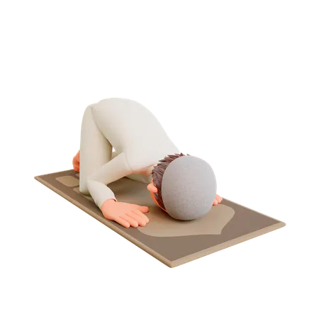 Menino muçulmano rezando  3D Illustration