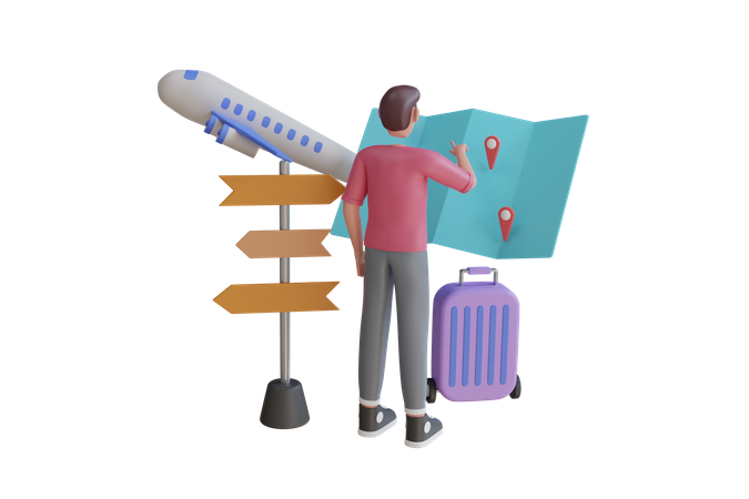 Garoto planejando viagem  3D Icon