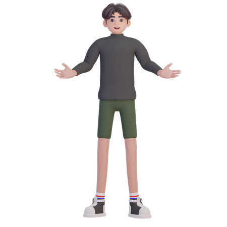 Menino surpreso em pé  3D Illustration