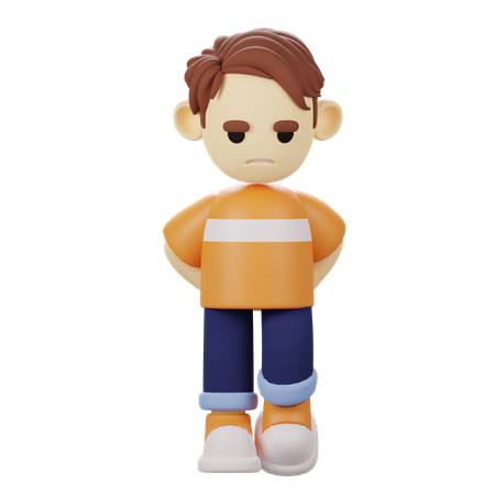 Menino tímido  3D Illustration