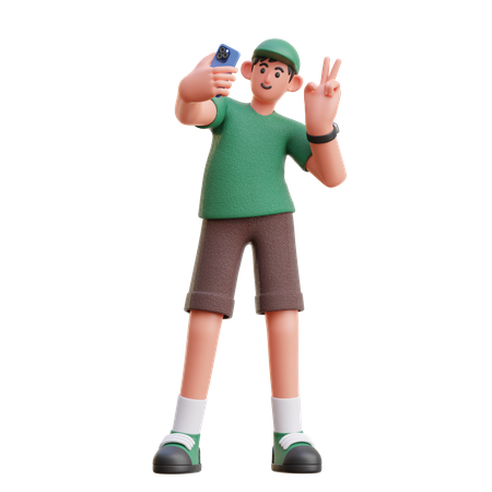 Garoto tirando selfie  3D Icon