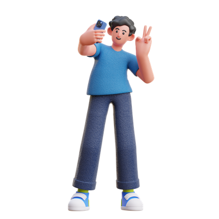 Garoto tirando selfie  3D Icon