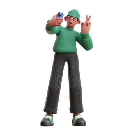 Garoto tirando selfie  3D Icon