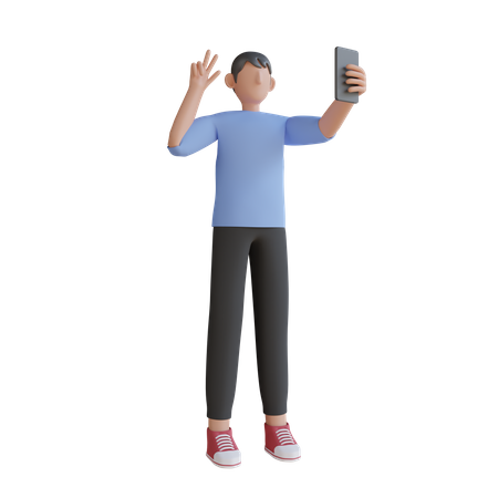 Garoto tirando uma selfie  3D Icon