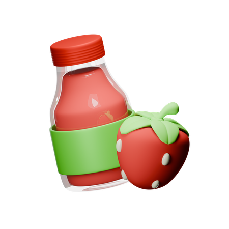 Garrafa de suco de morango  3D Icon