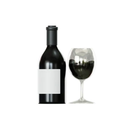 Garrafa de vinho e copo  3D Icon