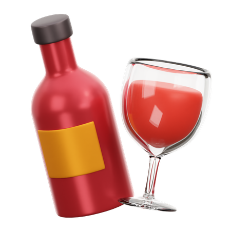 Garrafa de vinho e copo  3D Icon