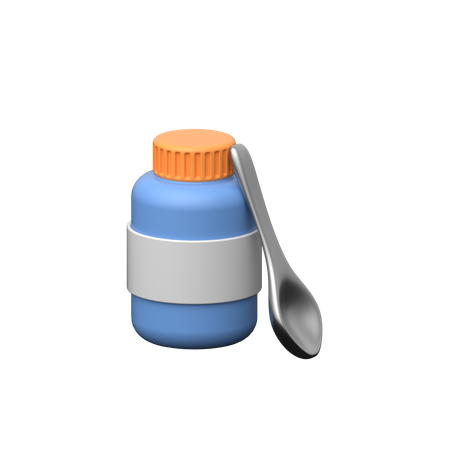 Garrafa de xarope com colher  3D Icon