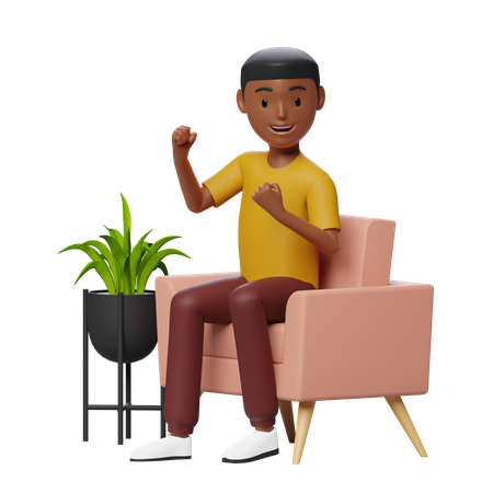 Gars heureux assis  3D Icon