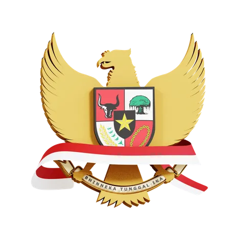 Garuda Indonesian Flag  3D Illustration