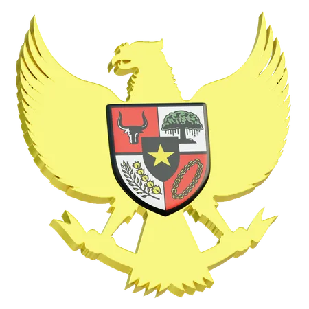 A Bold Illustration Of The Garuda Pancasila The National Emblem Of Indonesia With Detailed Symbols Representing The Countrys Philosophical Foundation 3D Icon