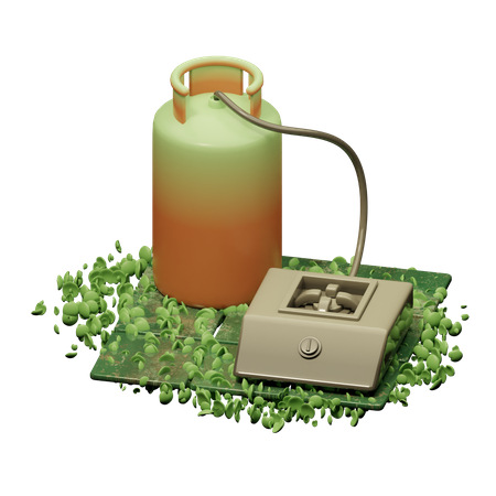 Gas Cylinder And Stove  3D Icon