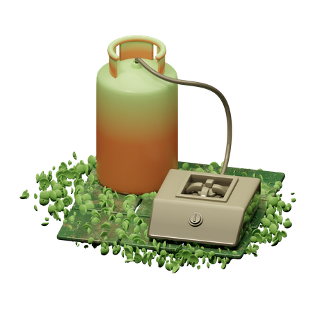 Gas Cylinder And Stove  3D Icon