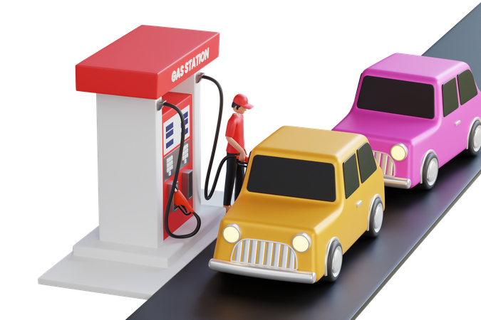 Gas Station  3D Illustration