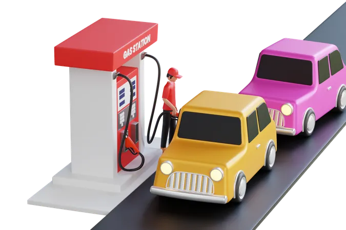 Gas Station  3D Illustration