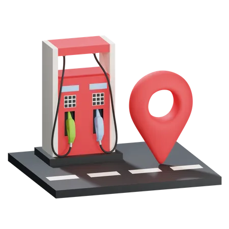 Gas Station Location  3D Illustration