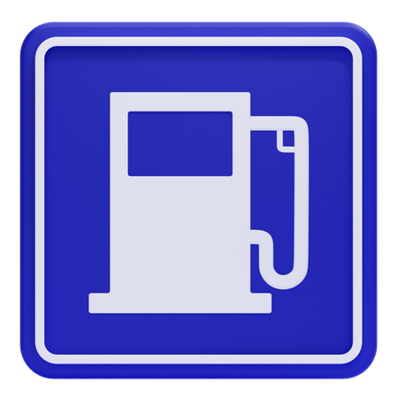 Gas Station Road Sign  3D Icon