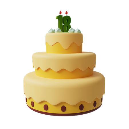Gâteau d'anniversaire 18 ans  3D Icon