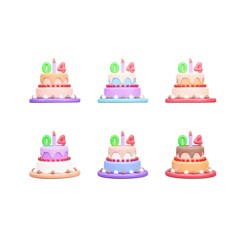 Gâteau du 4ème anniversaire  3D Icon