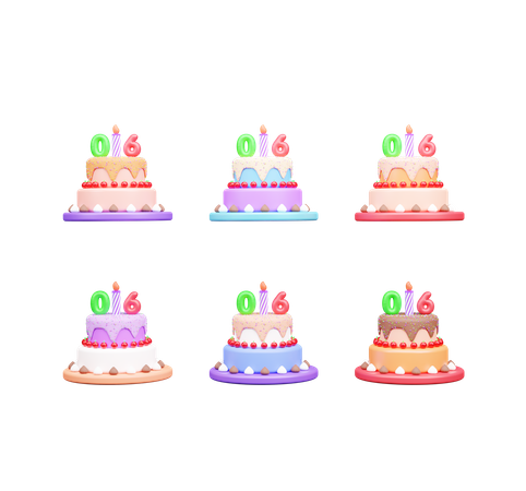 Gâteau du 6ème anniversaire  3D Icon