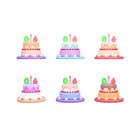 Gâteau du 6ème anniversaire  3D Icon