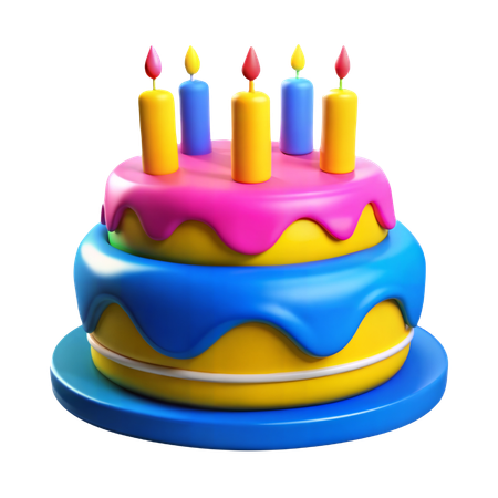 Gâteau d'anniversaire avec des bougies  3D Icon