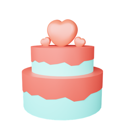 Gâteau de mariage d'amour  3D Illustration