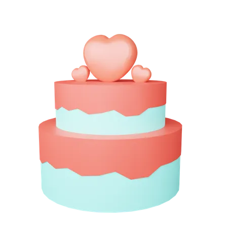 Gâteau de mariage d'amour  3D Illustration