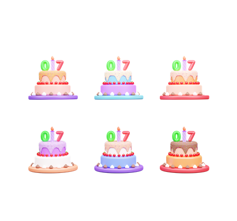 Gâteau du 7ème anniversaire  3D Icon