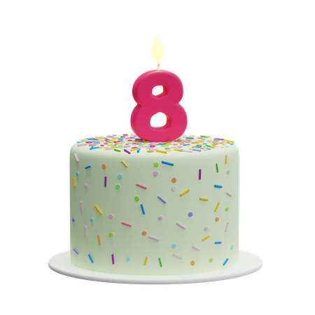 Gâteau du 8ème anniversaire  3D Icon