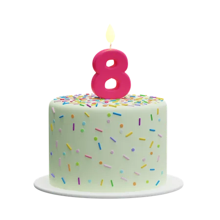 Gâteau du 8ème anniversaire  3D Icon