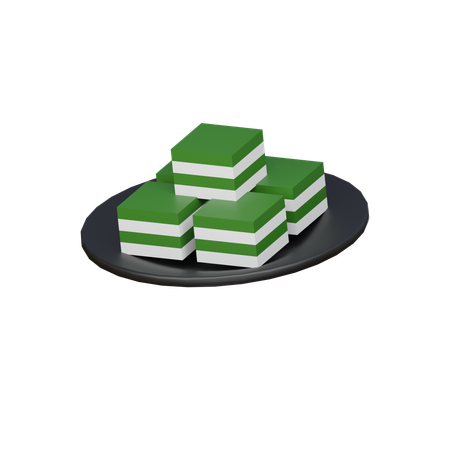 Gâteau étagé de pandan cuit à la vapeur  3D Icon