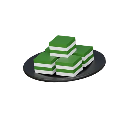 Gâteau étagé de pandan cuit à la vapeur  3D Icon