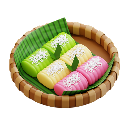 Gâteau indonésien au manioc getuk  3D Icon