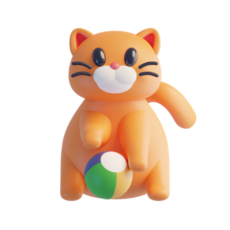 Gato brincando com bola  3D Icon