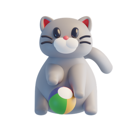 Gato brincando com bola  3D Icon