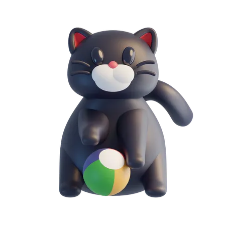 Gato brincando com bola  3D Icon