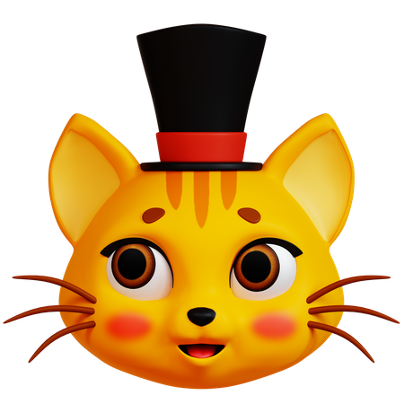 Gato com chapéu preto  3D Icon